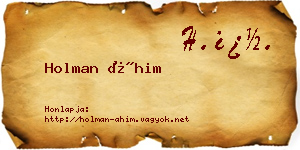 Holman Áhim névjegykártya